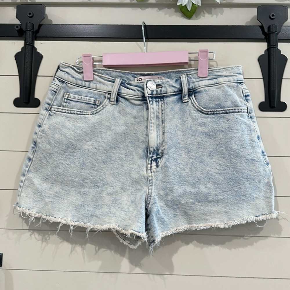 SO good for life denim shorts with raw hem. Size 13/31 waist.